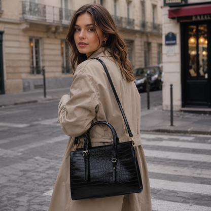 Sac Élégance Verni Effet Croco