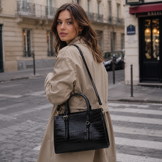 Sac Élégance Verni Effet Croco